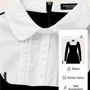 SHEIN EZwear Plus Contrast Collar Buttoned Front 2 In 1 Dress Curve Plus Size